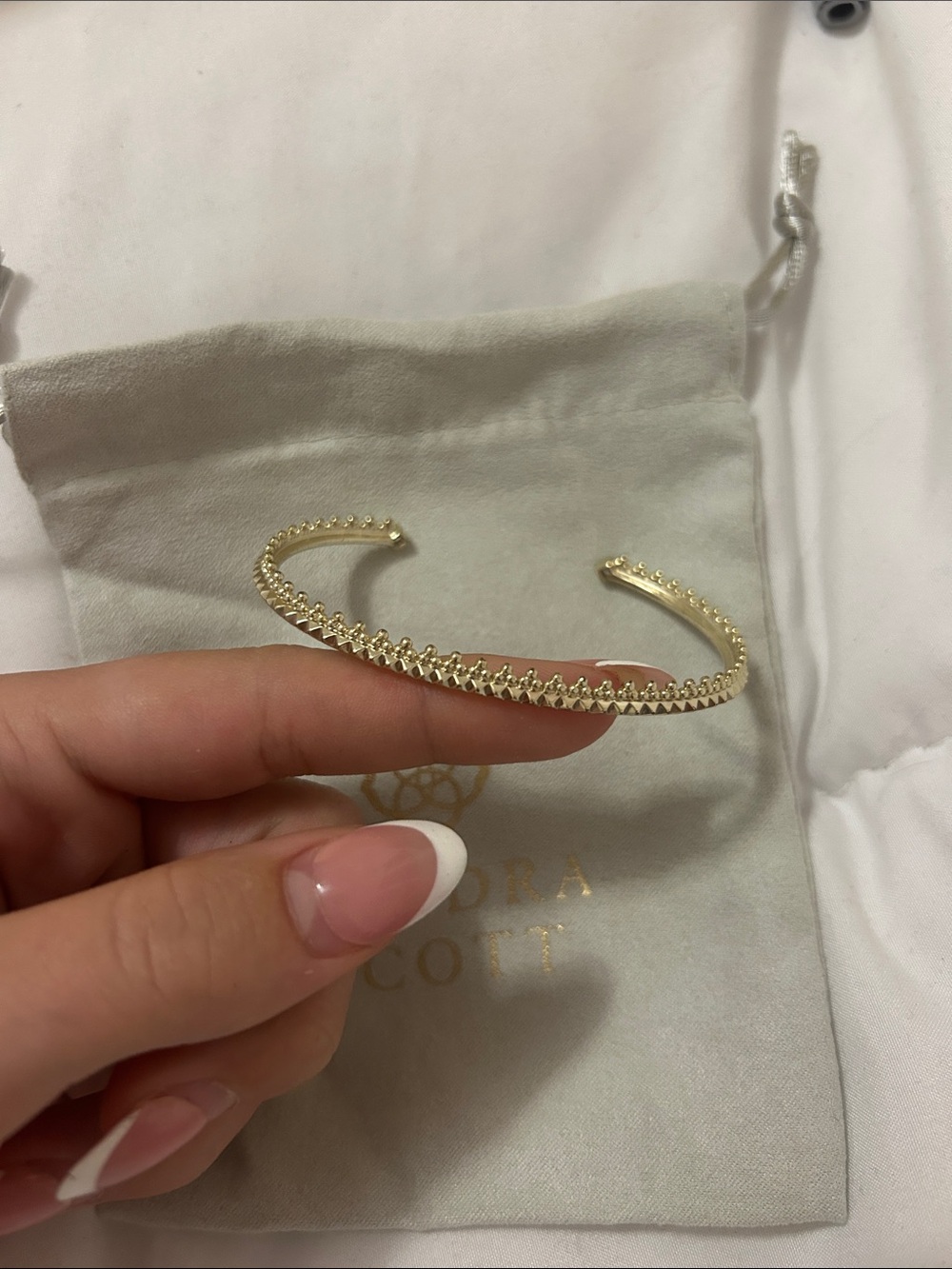 Kendra Scott Gold Textured Studded Open Cuff Bracelet
